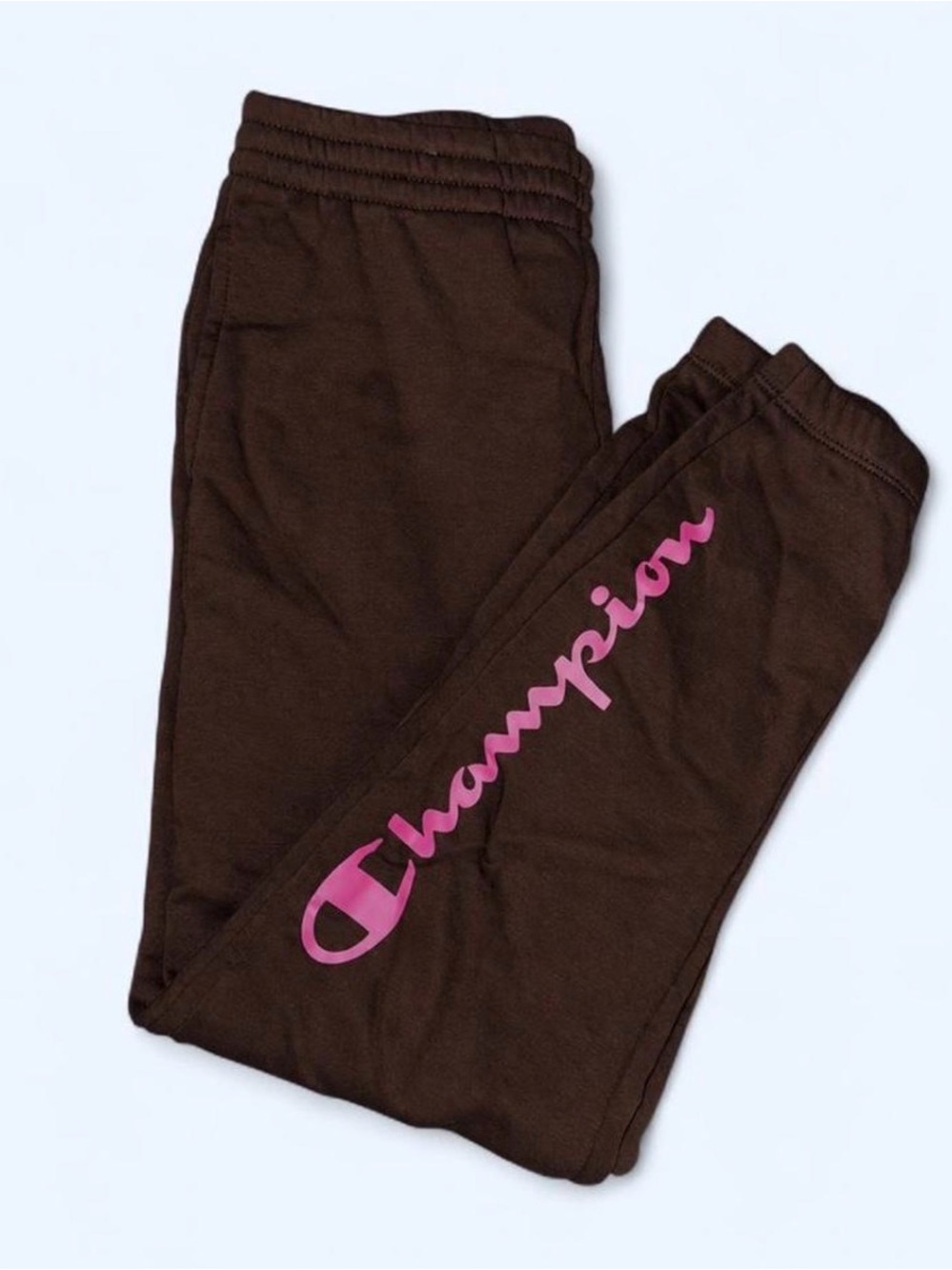 Champion Brown Joggers with Pink Script
